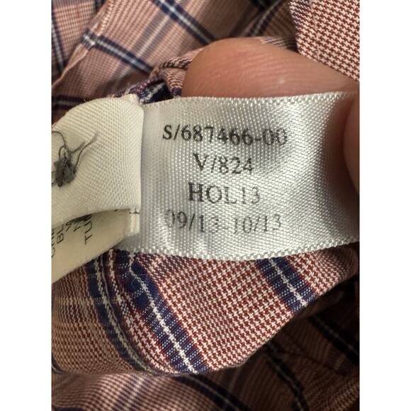 BANANA REPUBLIC Non-Iron Classic Fit Button-Up Shirt Sz L Pink Blue Plaid 2013 - Picture 5 of 7